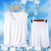 ✨New Arrival⏳✨Men’s V-neck Ice Silk Tank & Shorts 2-piece Set