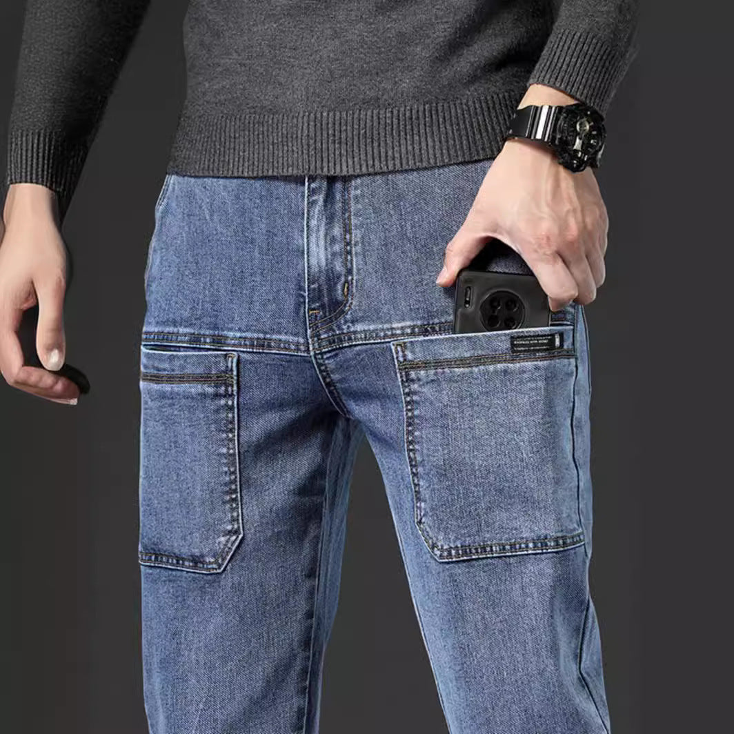 👖Strapazierfähiger Herren-Jeansoverall mit sechs Taschen