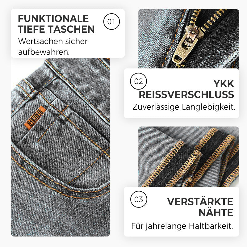 Fliwos Herren modische Jeans mit hohem Stretch und geradem Bein