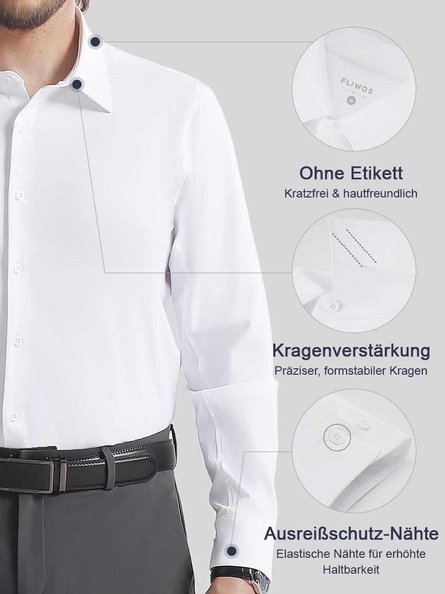 👑 Fliwos Bügelfreies Stretch-Hemd für Herren mit 3-fach-Schutz