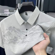 Leicht luxuriöses bedrucktes Polohemd für Herren