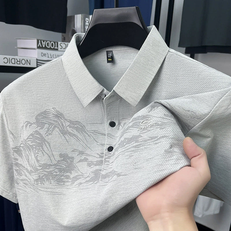 Leicht luxuriöses bedrucktes Polohemd für Herren
