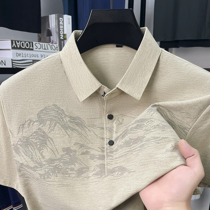 Leicht luxuriöses bedrucktes Polohemd für Herren