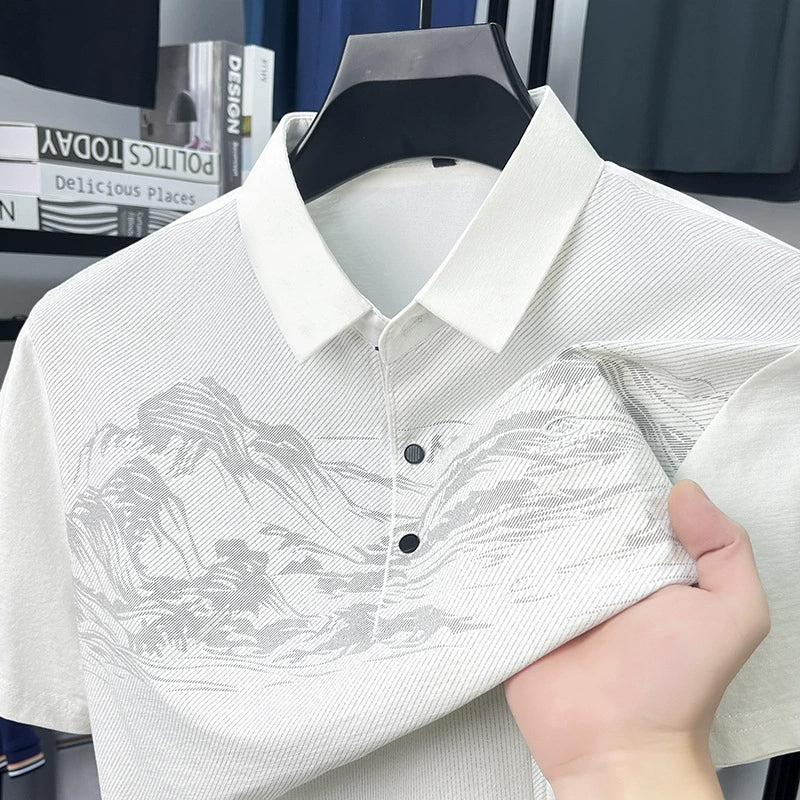 Leicht luxuriöses bedrucktes Polohemd für Herren