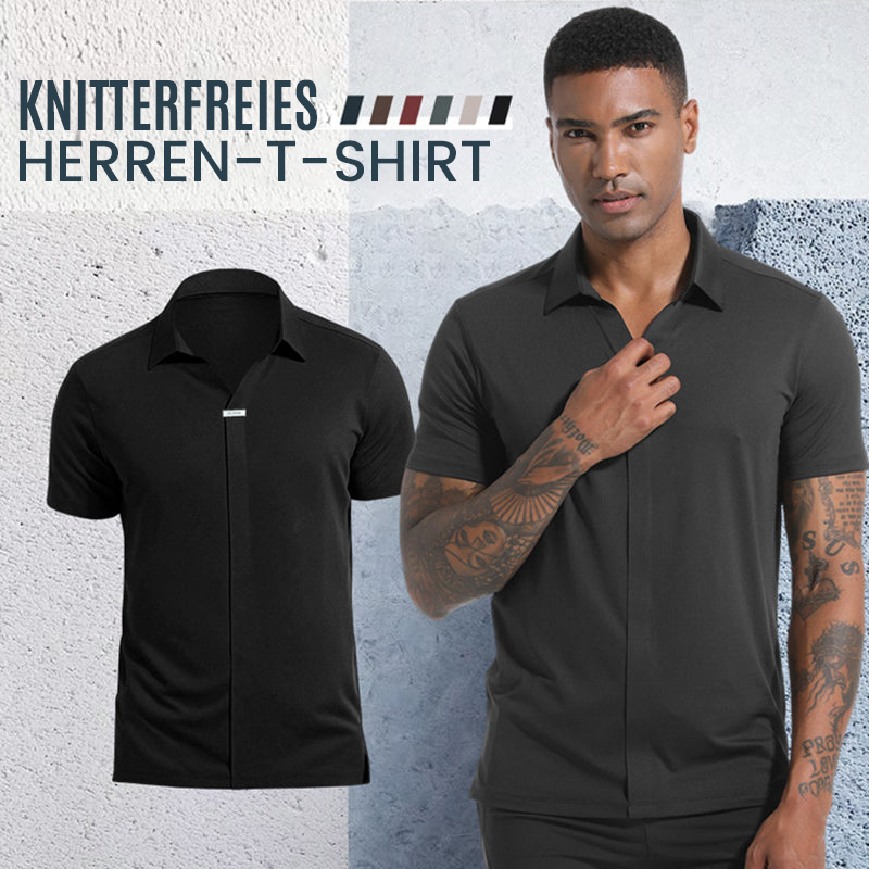 Fliwos Casual, atmungsaktives, knitterfreies Herren-T-Shirt mit Kragen