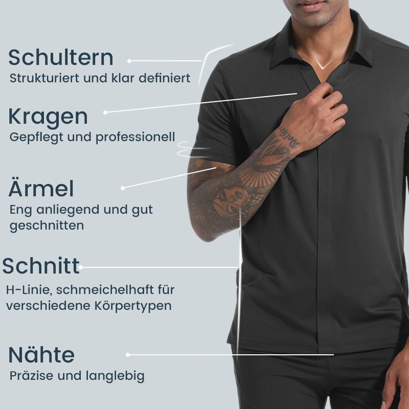 Fliwos Casual, atmungsaktives, knitterfreies Herren-T-Shirt mit Kragen