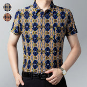 👑Men's fashion printing lapel short-sleeved shirt