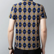 👑Men's fashion printing lapel short-sleeved shirt