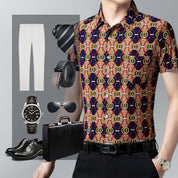 👑Men's fashion printing lapel short-sleeved shirt