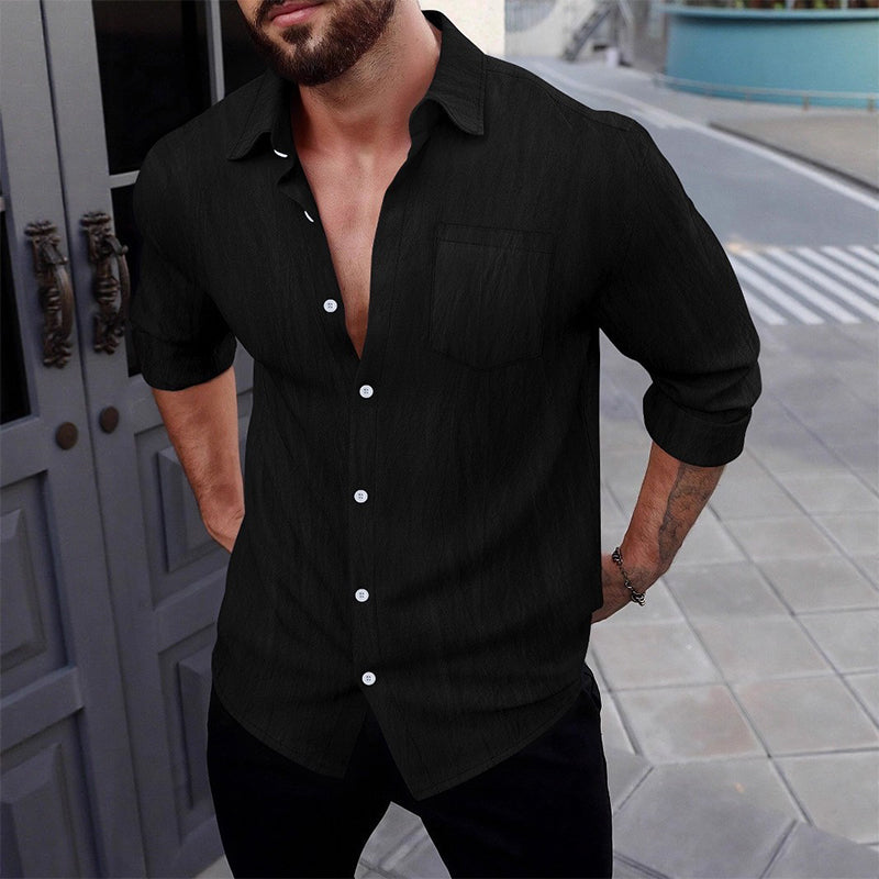 Men's Button Down Long Sleeve Linen Shirts