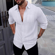 Men's Button Down Long Sleeve Linen Shirts