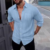 Men's Button Down Long Sleeve Linen Shirts