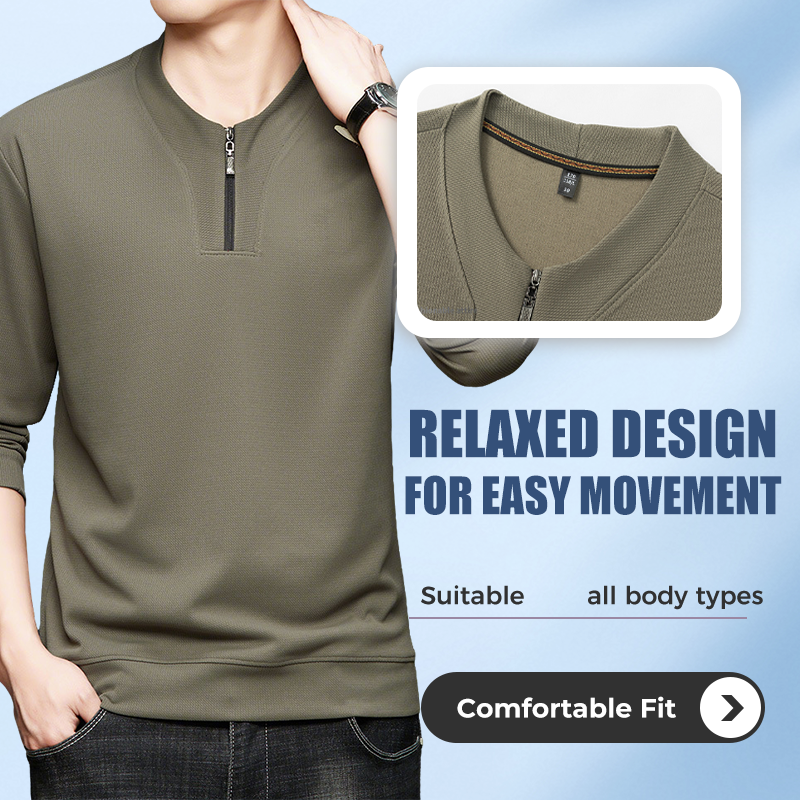 Men's Half-Zip Crew Neck Casual Pullover